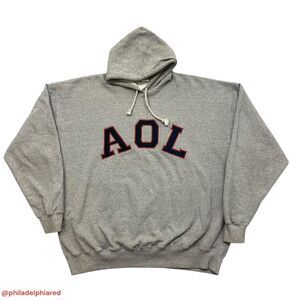 Vintage 1990’s America Online AOL Spellout pullover hoodie mens XXL computer
